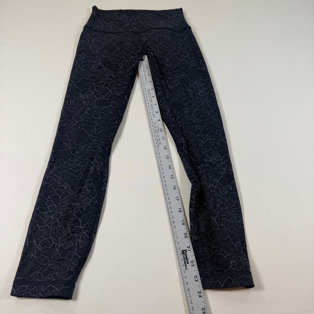 Lululemon Align Pant II 25 inch inseam Lacescape Dark Cast Black size 4 EUC - Picture 6 of 8